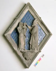 Il battesimo, piastrella in rilievo dal Campanile